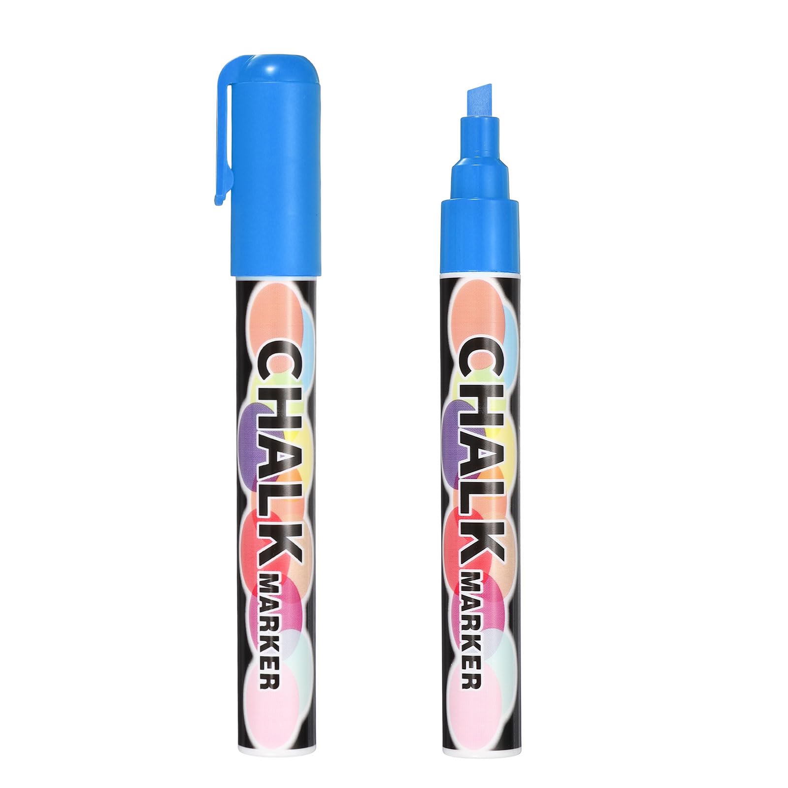 PATIKIL Liquid Chalk Markers 6mm, 2 Pcs Chalkboard Markers, Dry Erase Chalk Pens with Erasable Wide Fine Tip Wet Erase for Chalkboard Windows Blackboard Car Mirror Glass, Sapphire Blue