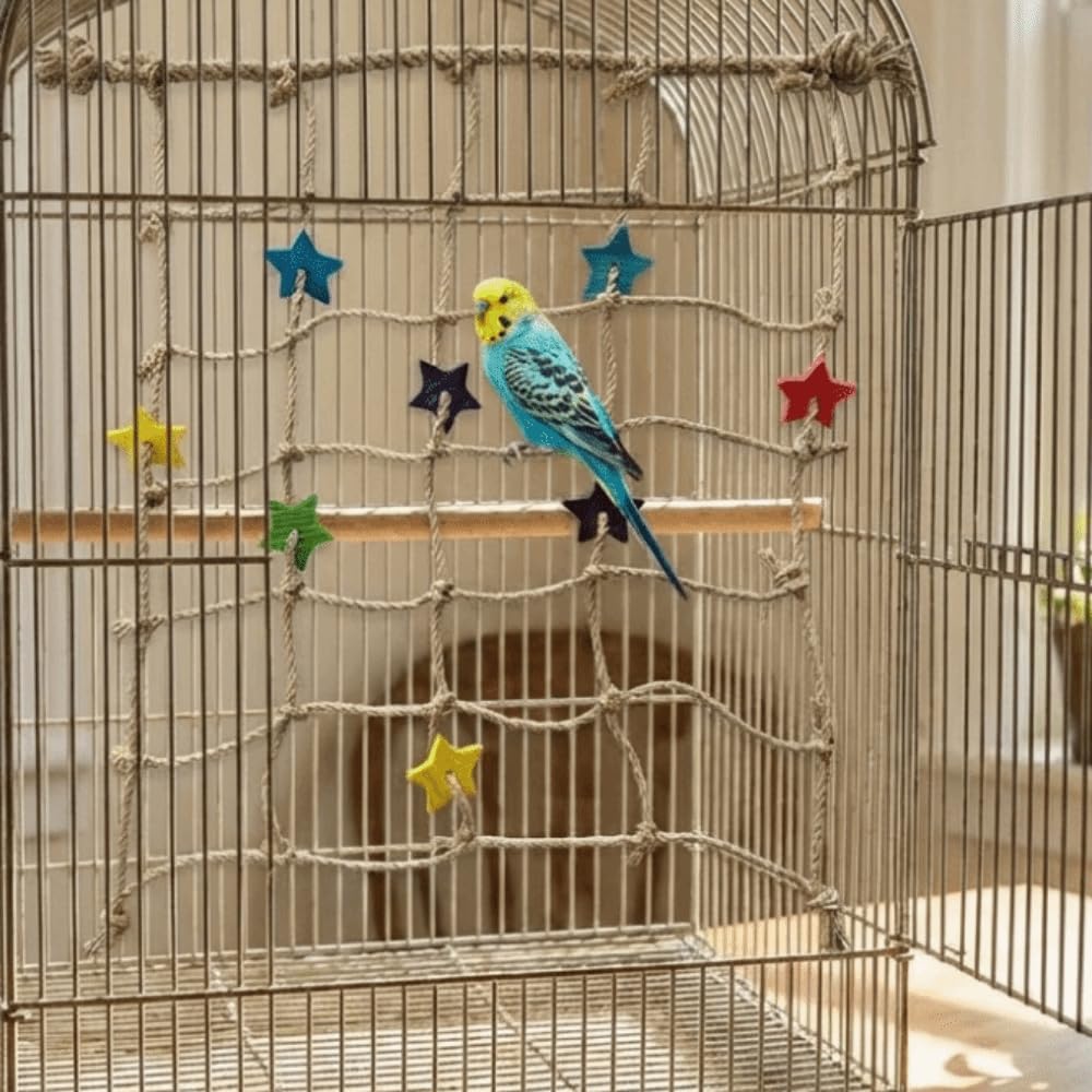Rete da arrampicata per pappagalli, accessori per gabbia, scala in corda per piccoli animali, rete da arrampicata per pappagalli appesi, mordere con gancio