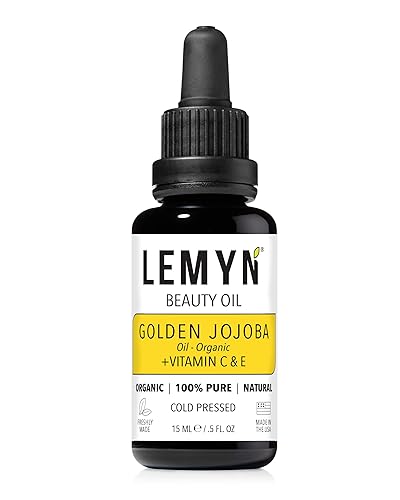 Lemyn Organics Aceite de jojoba dorado  Superalimentado con vitamina C THD clínicamente probada  Recién hecho  Hidratación profunda y impulso