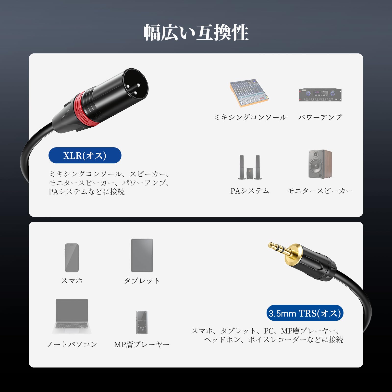 Amazon.co.jp: NEEWER 3.5mm 1/8インチ TRS AUX to デュアルXLR
