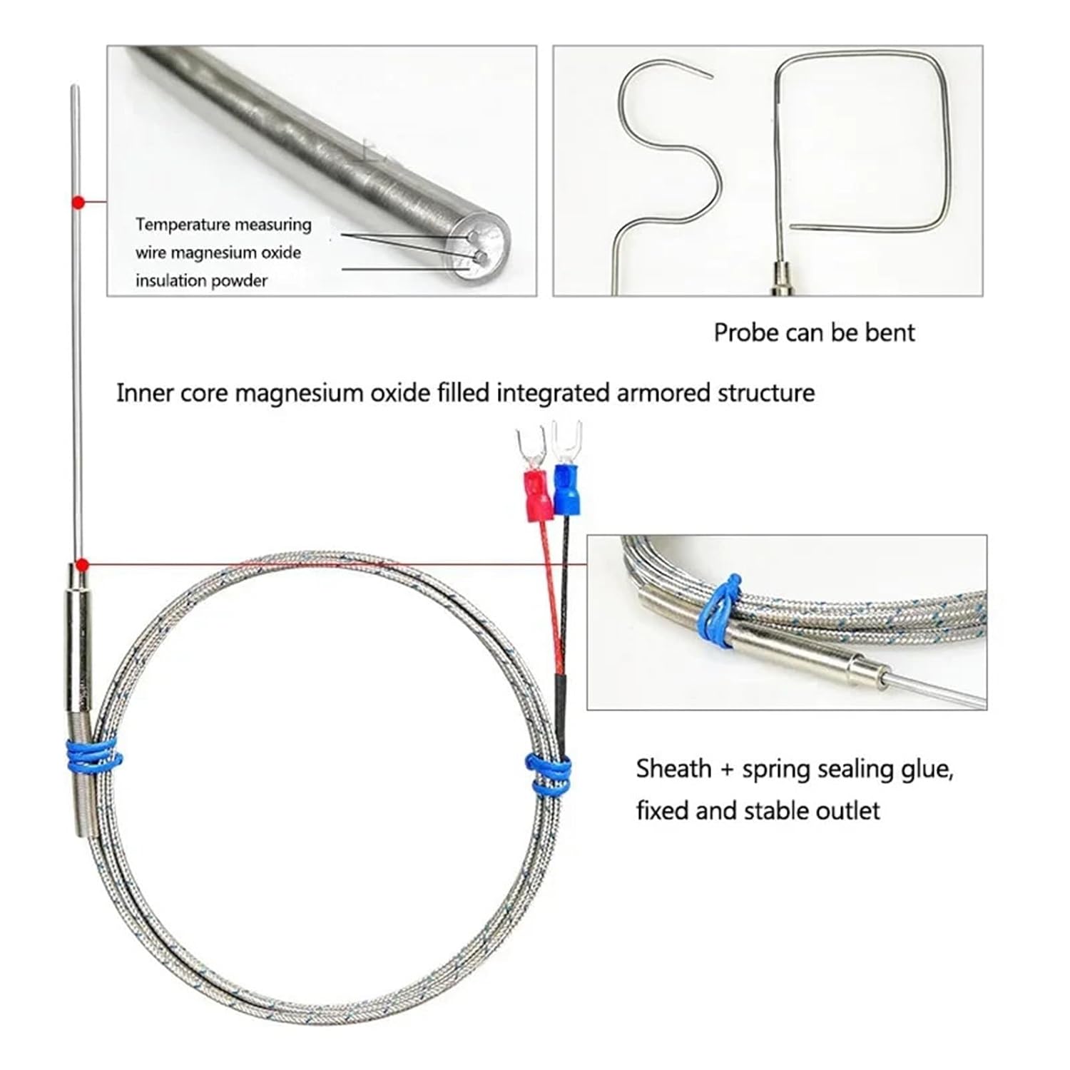 K-Type Thermocouple WRNK-191-L-BOZP 3mm 1Pcs(3X30mm Length 0.37m)