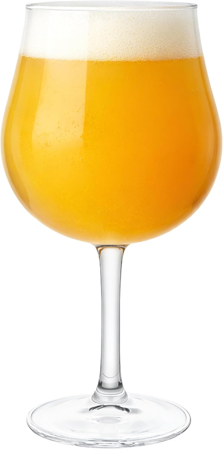 The Grand Charente 17 oz Stemmed Beer Glass - USA Made Non-Nucleated, No Imprint Cup - Beer Glasses for Craft Beer, IPA, Stout - Ideal Barware Gifts for Men and Man Cave (4)