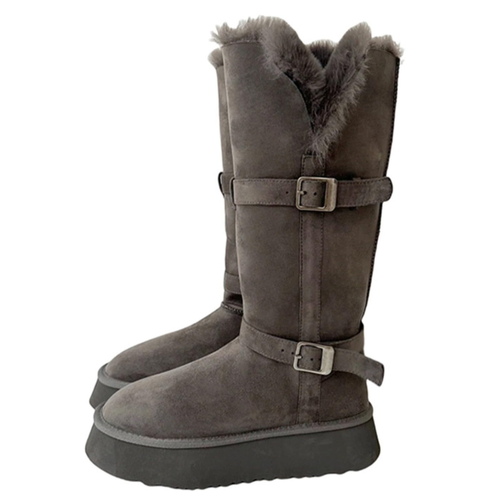Womens Girls Fuzzy Boots Mid Calf Snow Shoes Plush Warm Winter Minimalist Aesthetic Versatile Stuff for Gift