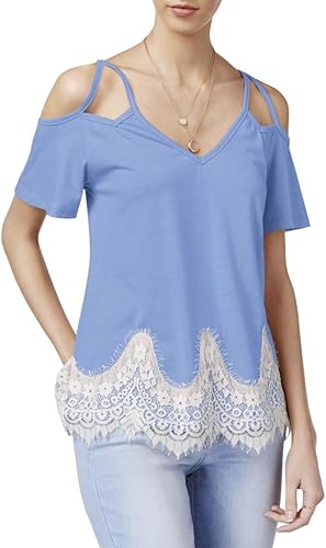 Miniatura 3 de Self Esteem - Hombro frío con dobladillo de encaje para mujer