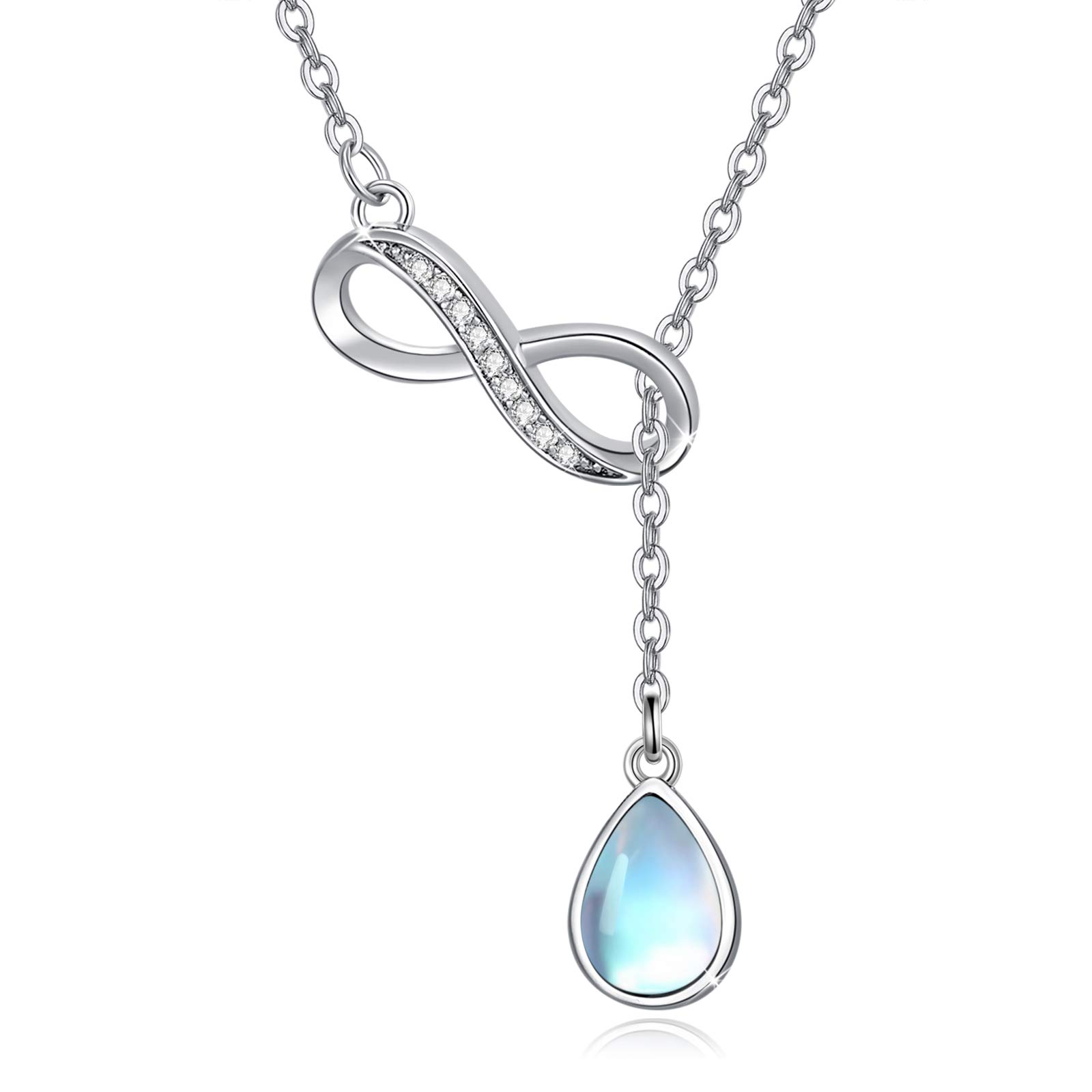 REDSUN Mondstein Halskette S925 Sterling Silber Keltischer Knoten Kette Regenbogen Mondstein Halskette Anhänger Schmuck für Damen Mädchen Mutter Tochter Frau Geschenk