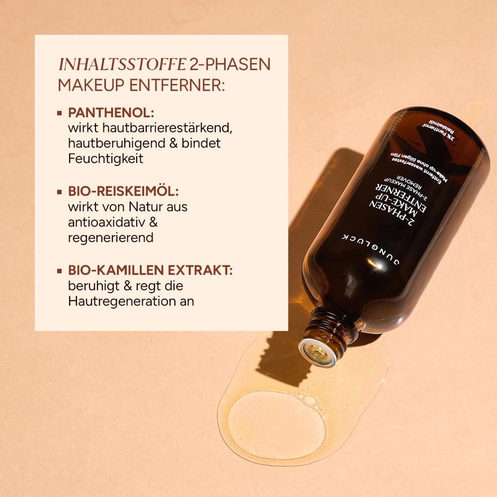 JUNGLÜCK Daily Wimpern Kombi | Peptide Mascara + 2-Phasen Make-up Entferner – lange dichte Wimpern & sanftes Abschminken ohne Reizung