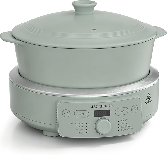 MAGNIFIQUE Slow Cooker, 4.5 Quart 8-in-1 Clay Pot Multi-Cooker, Non-Toxic