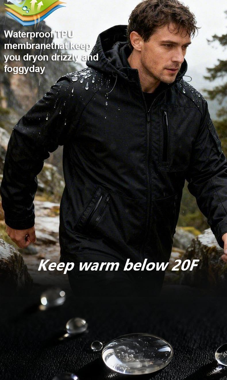 Men's Winter Jacket Waterproof Ski Jacket Warm Snow Coat Mountain Windbreaker Hooded Parka Heavyweight Outerwear - Image 3