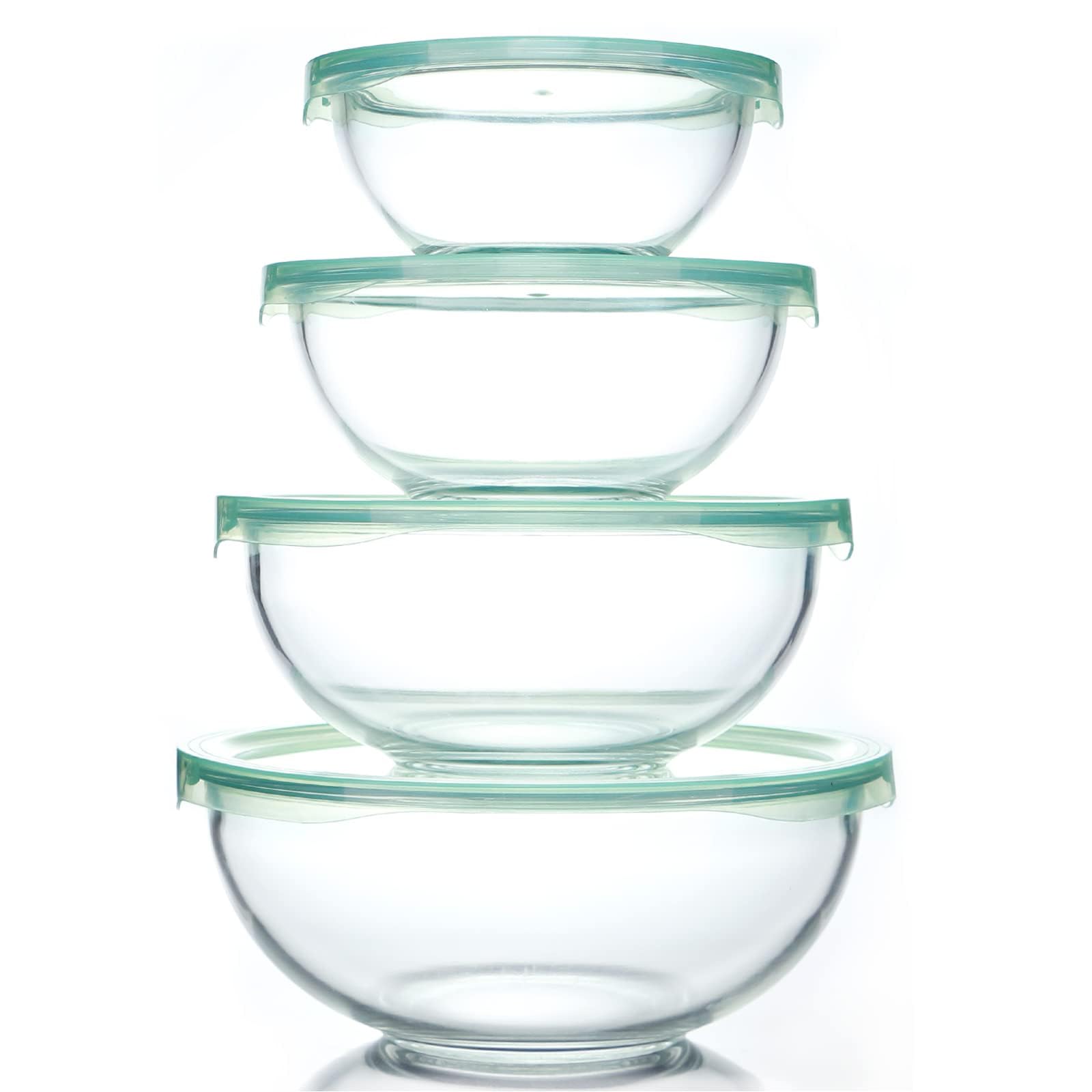 Amazon.com: WhiteRhino Glass Mixing Bowl with Lids Set of 4,(1,1.5,2.5,3.7)  Large Salad Bowl,Space-Saving Stacking Bowl for Kitchen Food Storage,Glass  bowl for Cooking,Baking: Home & Kitchen