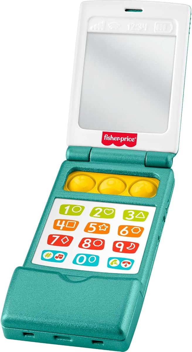 Fisher-Price Laugh & Learn Flip Phone, juguete para bebé | Simular teléfono móvil, actividades de aprendizaje musical, bebés y niños pequeños a partir de 6 meses