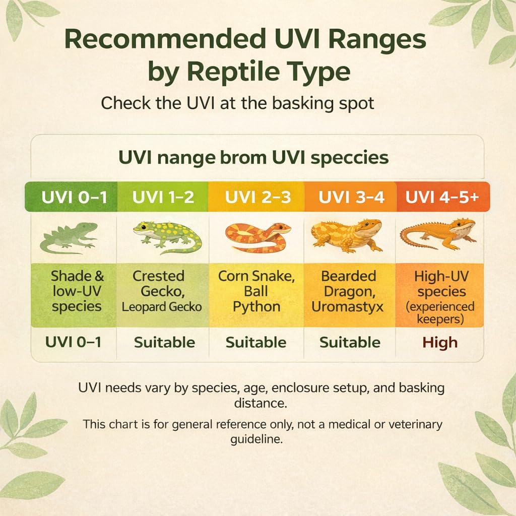 Reptile UVI Light Meter – Portable UV Index Reader for Basking Spot Monitoring – Helps Reptile Owners Know When to Replace UV Lamps – for Bearded Dragon, Chameleon & Gecko – Battery Included
