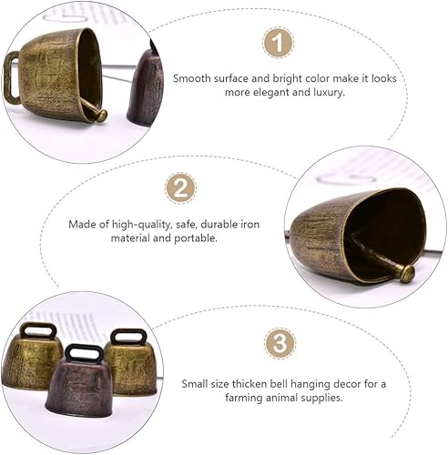 Miniatura 4 de Milisten Campana pequeña de latón de vaca, caballo, oveja, pastoreo, campanas de cobre, ganado, animales de granja, campana de bronce fuerte para