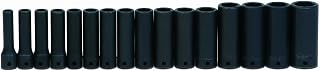 Williams JHWMS-1416RC SUPERTORQUE 16-Piece 1/2-Inch Drive Metric Deep Impact 6 Point Socket Set, Black Industrial Finish, Designed for Maximum Engagement on 6-Point Fasteners