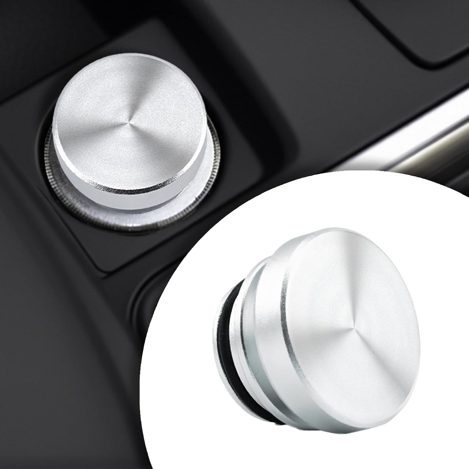 Cigarette Lighter Plug Cover Dustproof Waterproof, Fits Most Automotive Vehicles and Boats with Standard 12 Volt Power Source Silver Button Aluminum
