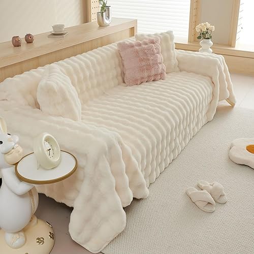 Miniatura 3 de vctops Funda de sofá de lujo de piel sintética gruesa y cálida, pesada para sofá seccional, para sala de estar, mullida, acogedora, para mascotas,
