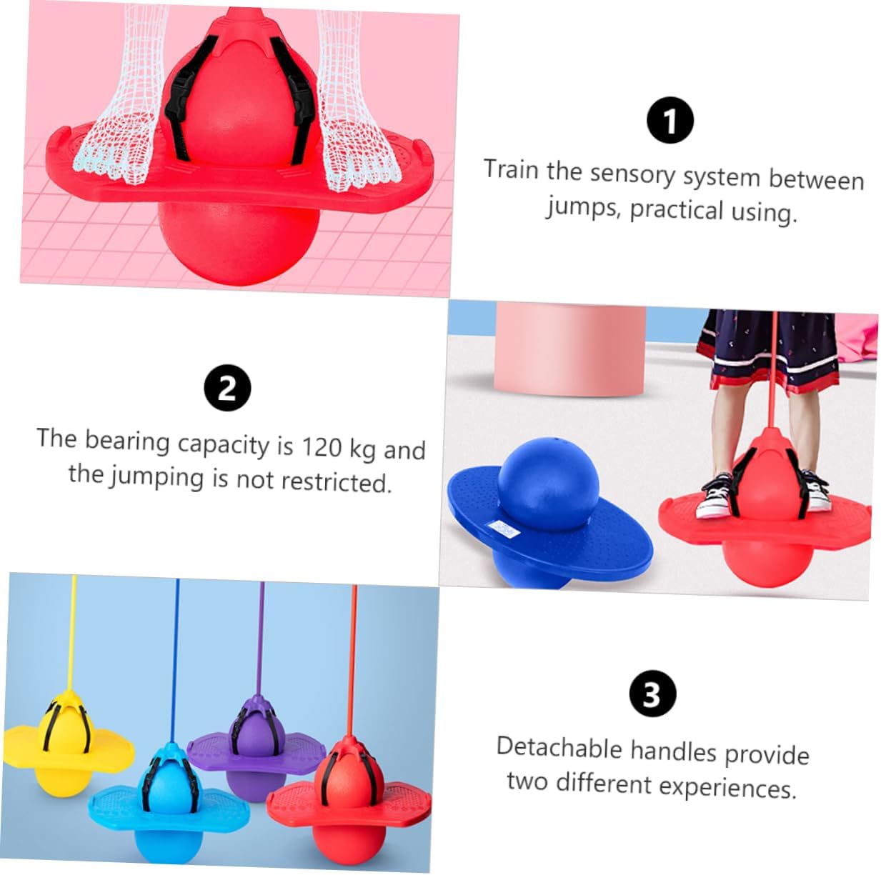 BESPORTBLE 1Set Jumping Ball with Handle for for Active Play Non Slip Pedal Soft Material Great for Birthdays Bouncing Ball for Boys