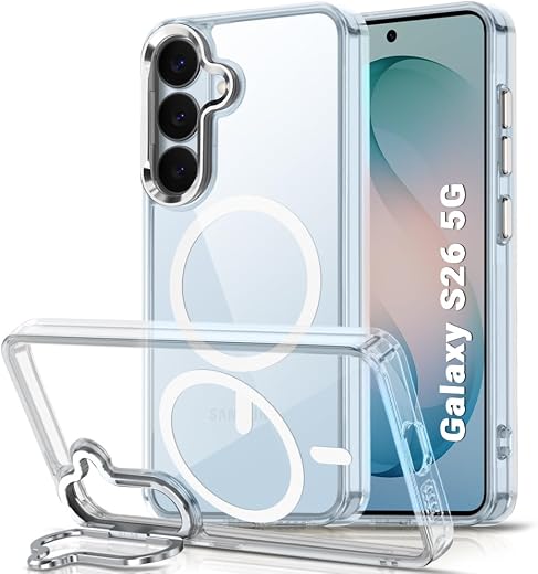 TheGiftKart for Samsung S26 Case | Clear Hard Back Cover | Built-in Stand | Hybrid Shockproof Galaxy S26 Back Cover (PC & ...