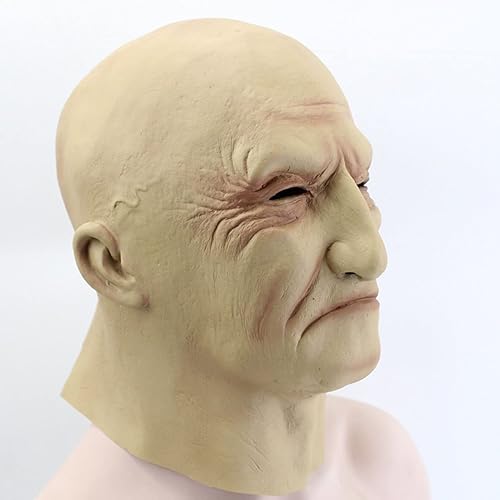 Miniatura 3 de Máscara realista de anciano antiarrugas, máscara humana para Halloween, piel espeluznante, disfraz de fiesta, máscara de látex de cabeza completa,