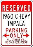 1960 60 CHEVY IMPALA Parking Sign Custom Vintage Garage Plaque Decor