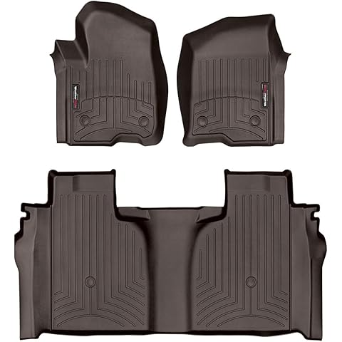 Weathertech Custom Fit FloorLiners for GMC Sierra 1500 Limited, Silverado 2500HD/3500HD, Silverado 1500-1st & 2nd Row (471436-1-2), Cocoa