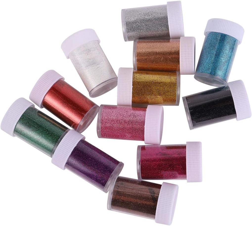 Mipcase 12-Color Assorted Nail Glitter Powders and Sequins Set for Nail Art, Multi-Color Holographic Pigment Dusts, Craft Supplies for Manicure and DIY Decorations Random Color