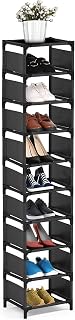 isightguard Narrow Shoe Rack, 10 Tier for Closet Entryway Tall Slim Vertical Shoe Rack for Small Spaces Shinky Shoe Organizer Space Saving Corner Shelf Shoe Tower