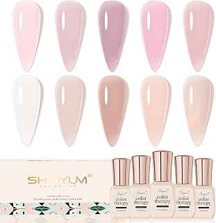 Nude Pink Gel Nail Polish Set, 10 Colors Neutral Nude Gel Polish Kit Translucent Milky White Purple Spring Summer Trend Nail Art DIY Manicure at Home Gifts for Girls Women