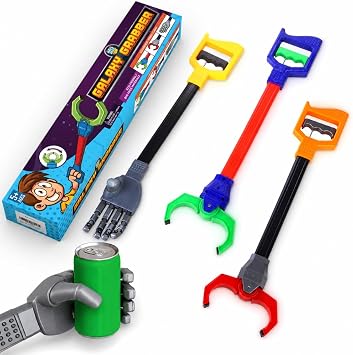 Interactive Grabber Toy for Kids 3 Pack Robot Claw Arm Set, Hand-Eye Coordination STEM Tool, 18 Inch Reacher Grasping Toy