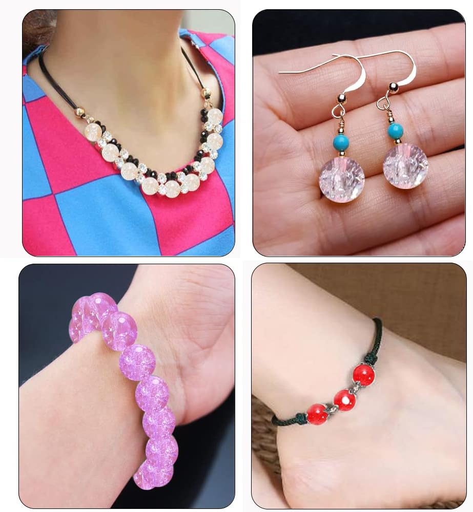 ZHFMLY8mm Pink Crackle Glass Beads for Jewelry Making 450pcs Panited Handcrafted Round Beads for Bracelet Lampwork Smooth Loose Beads Spacer Necklace Earring & DIY Crafts Beads Supplies - Image 5