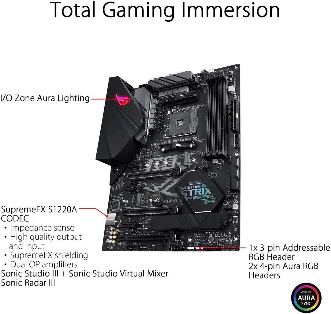 ASUS ROG Strix B450-F Gaming II AMD AM4 (Ryzen 5000, 3rd Gen Ryzen ATX Gaming Motherboard (8+4 Power Stages, HDMI 2.0b/DP,2 x PCIe 3.0 x16, USB 3.2 Gen 2 Type-C, BIOS Flashback, 256Mb BIOS Flash ROM