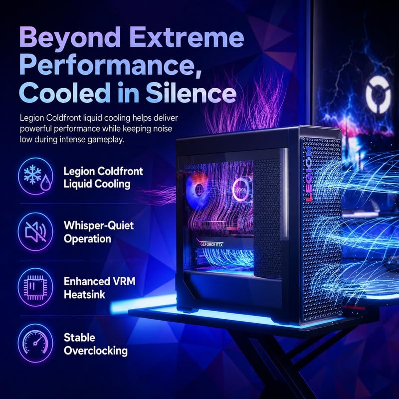 Image of Lenovo Legion Tower 7i Gen 10 Gaming Desktop PC, RTX 5080 16GB GDDR7, Intel Core Ultra 9 285K, 64GB DDR5 5600MT /s, 2TB SSD, Legion Coldfront Cooling, Windows 11 Pro, KB & Mouse
