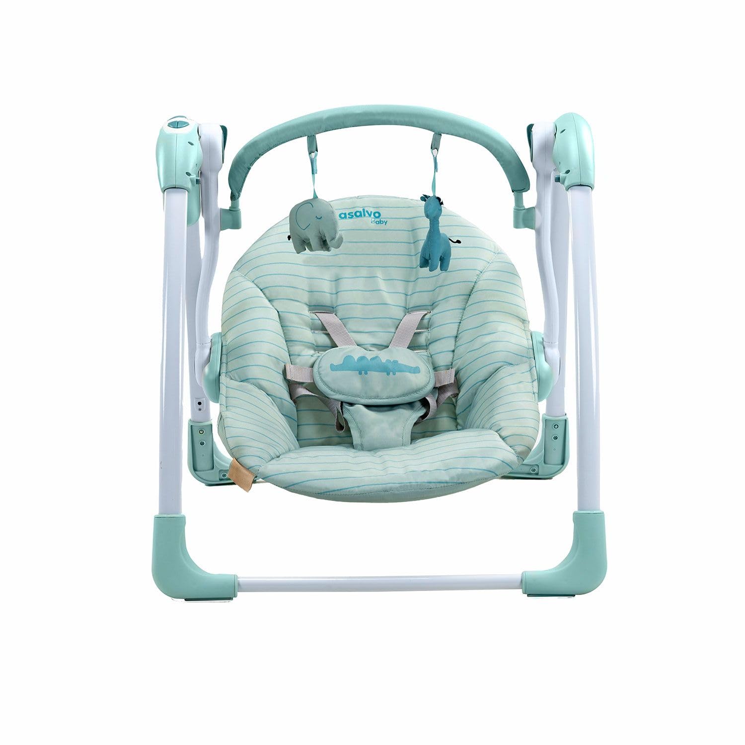 Asalvo Daddy Columpio para bebé con luz y carrusel, 5 velocidades de balanceo automático, 16 melodías Musicales, 5 Sonidos Relajantes, Segura, Desde recién Nacido hasta los 9 kg, Coco Verde