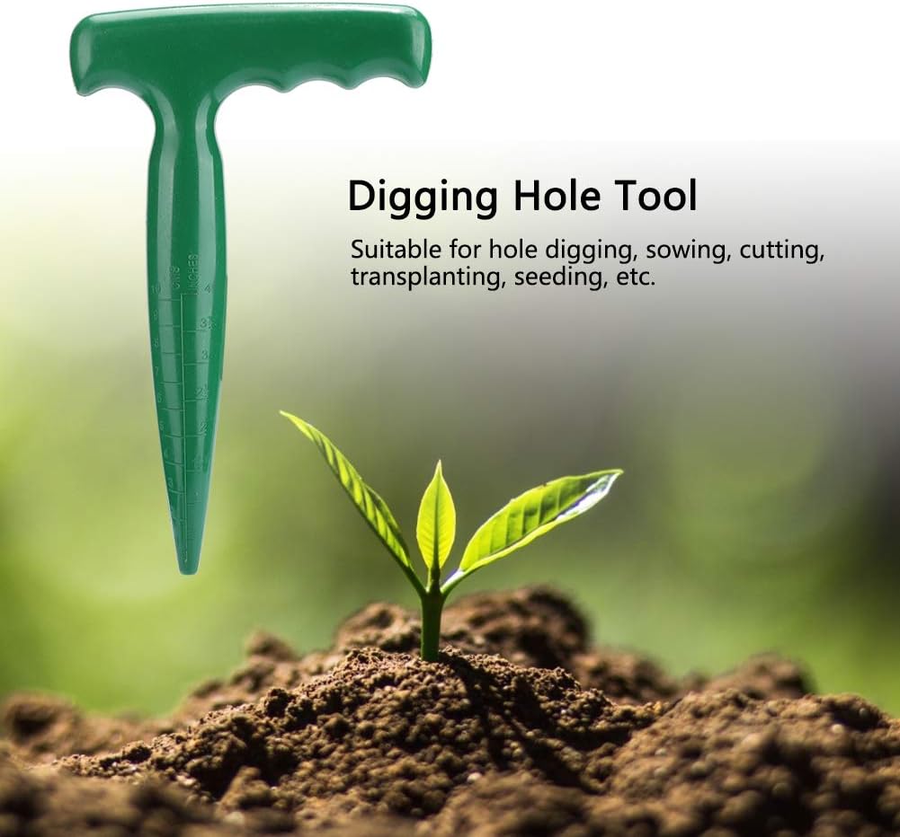 Oumefar 5Pcs Handheld Plastic Transplanting Widger Planting Tools Dibber Soil Digger Hole Punch Sowing Seeds Dispenser Garden Supplies Grip Seedling Puncher