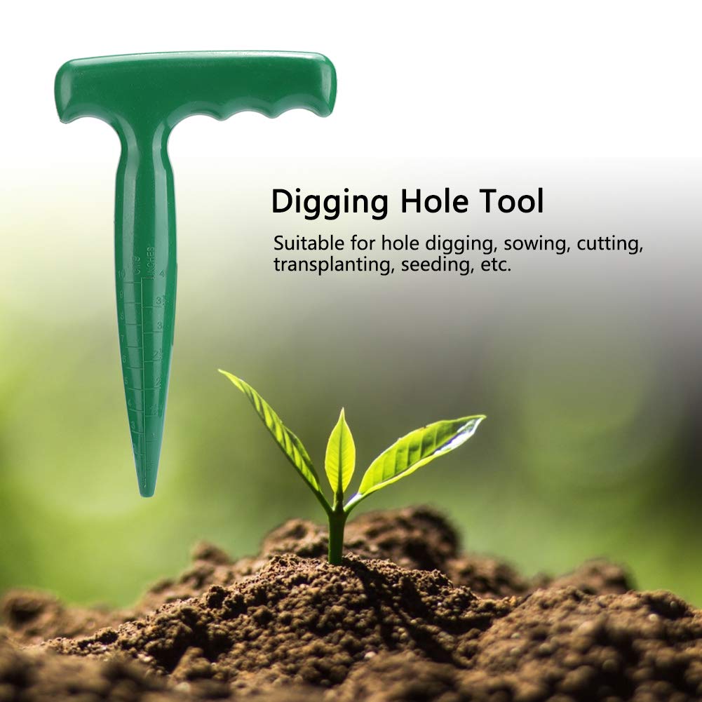 Jwthee 5 PCS Bulb Planter Tool, Dibbler Gardening Tool Garden Hand Dibber Plastic Dibbler with Handle Seed Planter Tool for Sowing Seeds Planting