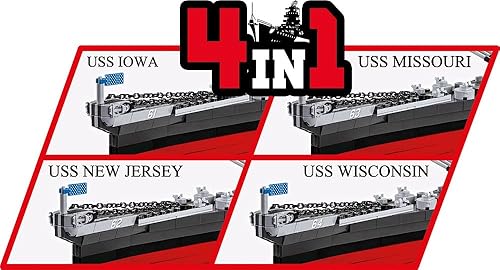 Miniatura 3 de COBI Historical Collection World War II Iowa Class Battleship, edición ejecutiva 4 en 1, 2685 piezas