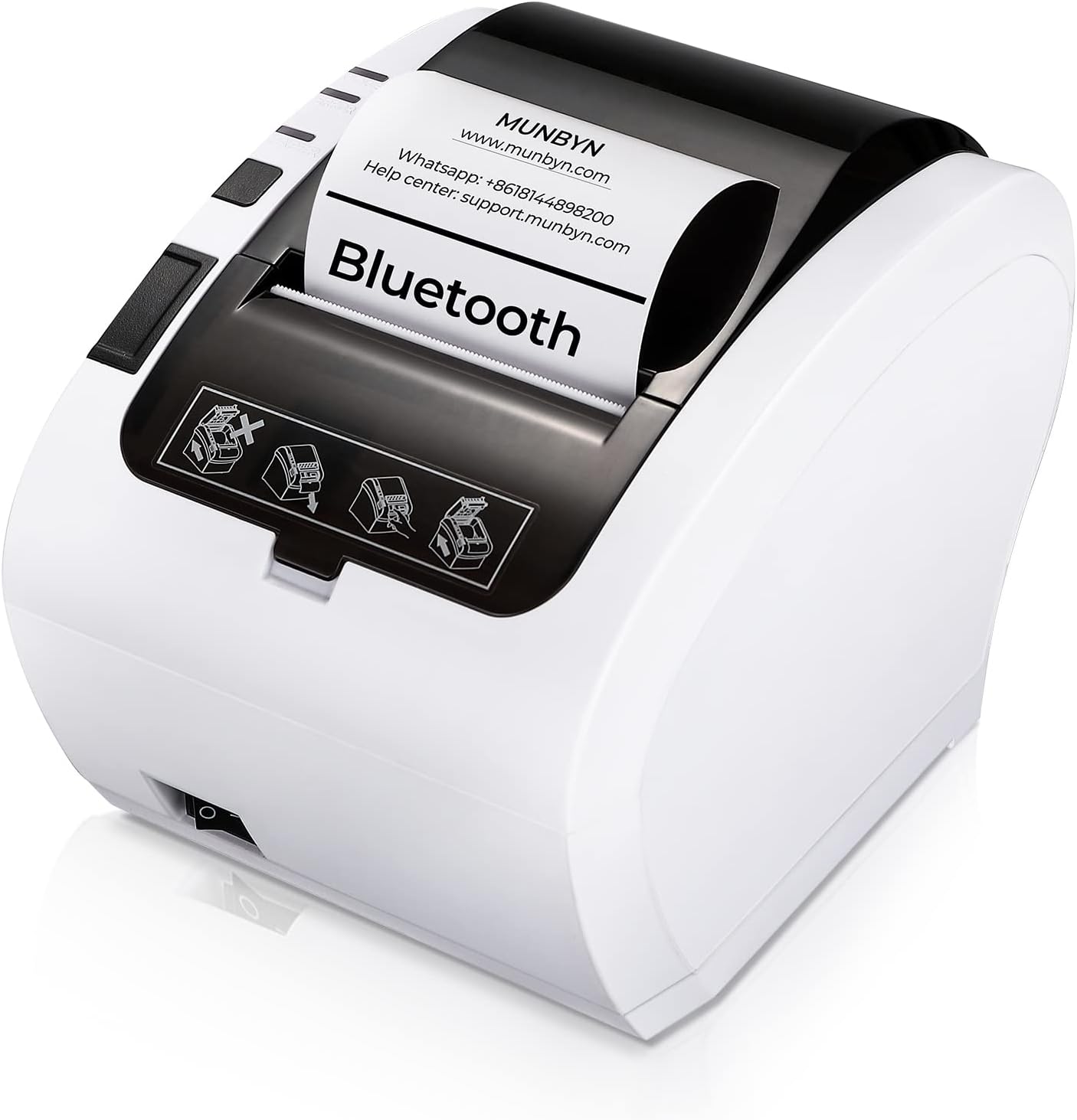 MUNBYN Bluetooth 5.0 POS Printer P047, 80mm Receipt Printer, Direct Thermal Printer with USB Serial Ethernet, Bluetooth, Support Android Windows PC Ubereats, Do Not Square, iOS(White)
