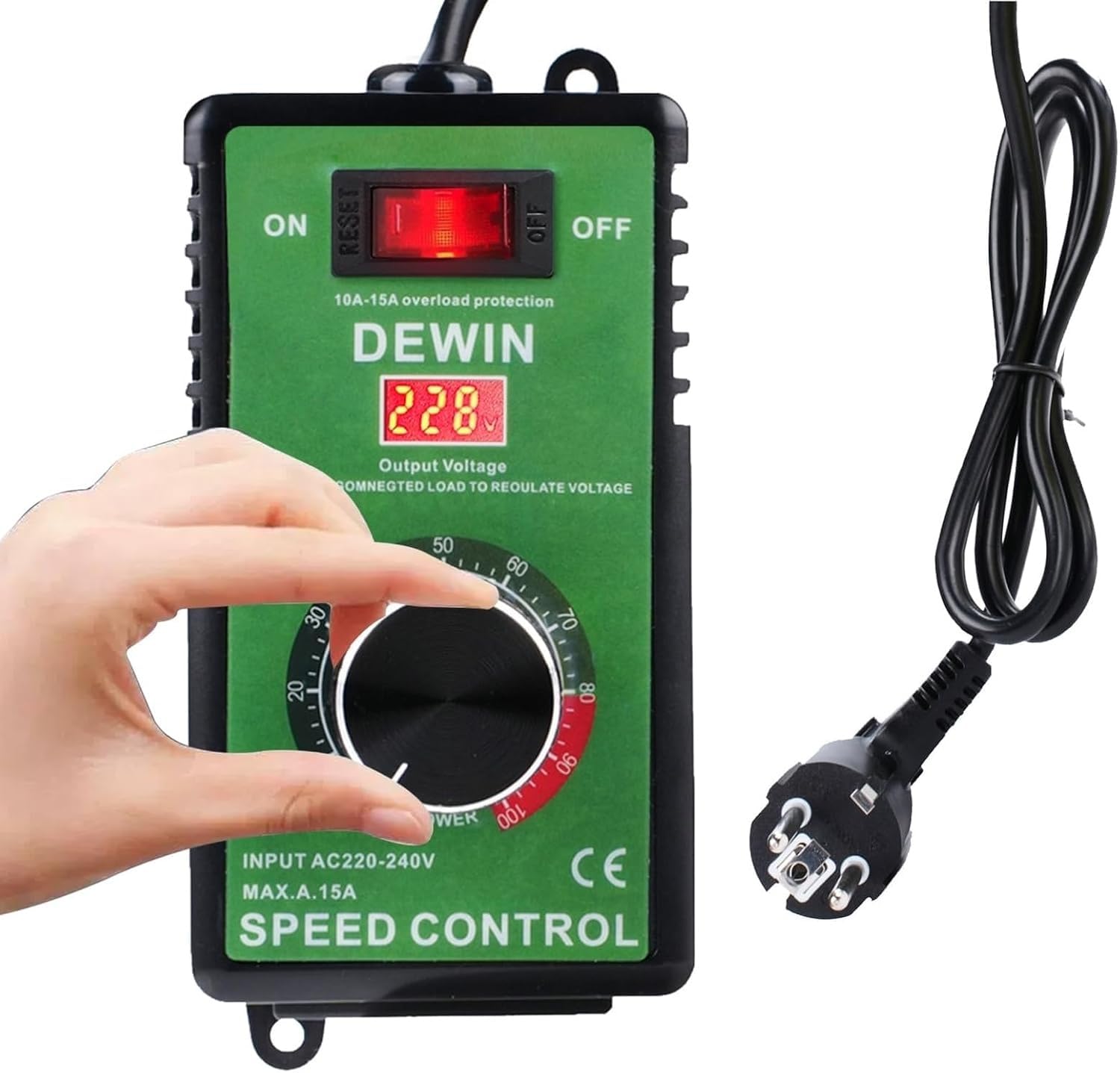 Regulateur Tension 220v, Régulateur de Vitesse 4000 W AC220-240 V 15 A for meuleuses d'angle/souffleuses et perceuses à main (norme européenne)