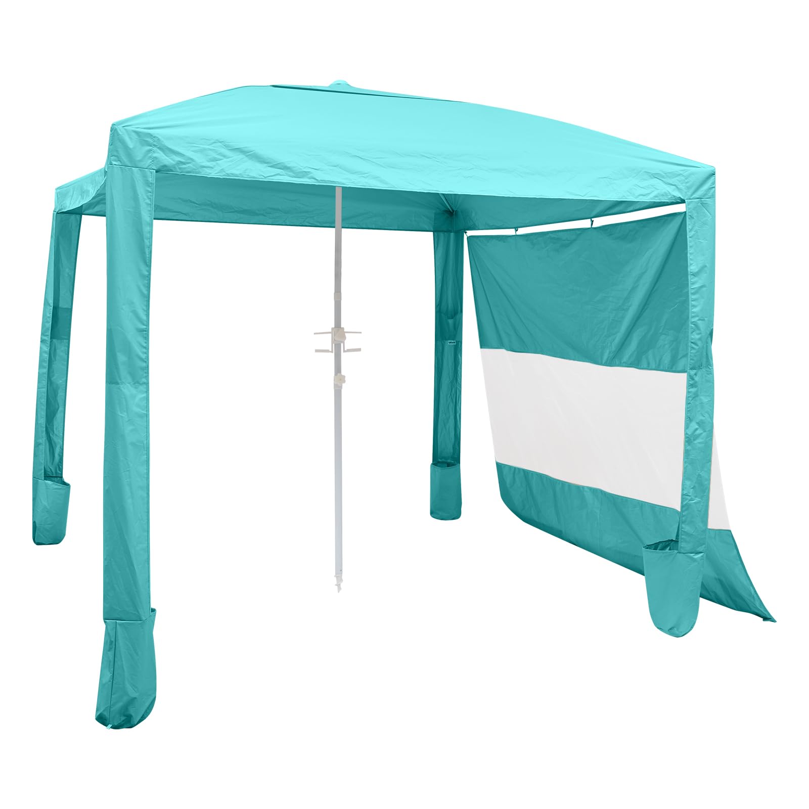 VEVOR Tenda da Spiaggia da 2400 x 2400 x 2400 mm, con Parete Laterale, Facile da Montare, con Tasche per la Sabbia, Ombrellone Parasole Portatile Regolabile in Altezza per Famiglia e Amici, Verde