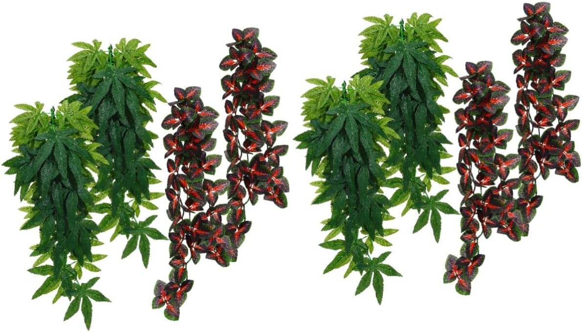 Milisten 2sets Reptile Plants with Suction Cups Lifelike Hanging Vines for Terrarium Habitat Decor for Bearded Dragons Snakes and Geckos Enhance Pet Environments with Natural 4pcs*2