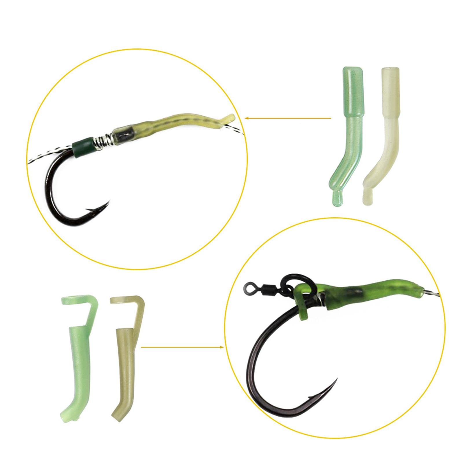Gralara 420 Pièces D'accessoires de Pêche à La Carpe : Manchons en Silicone Anticorrosion pour La Pêche/côtière, émerillons à Roulement, Hameçons N