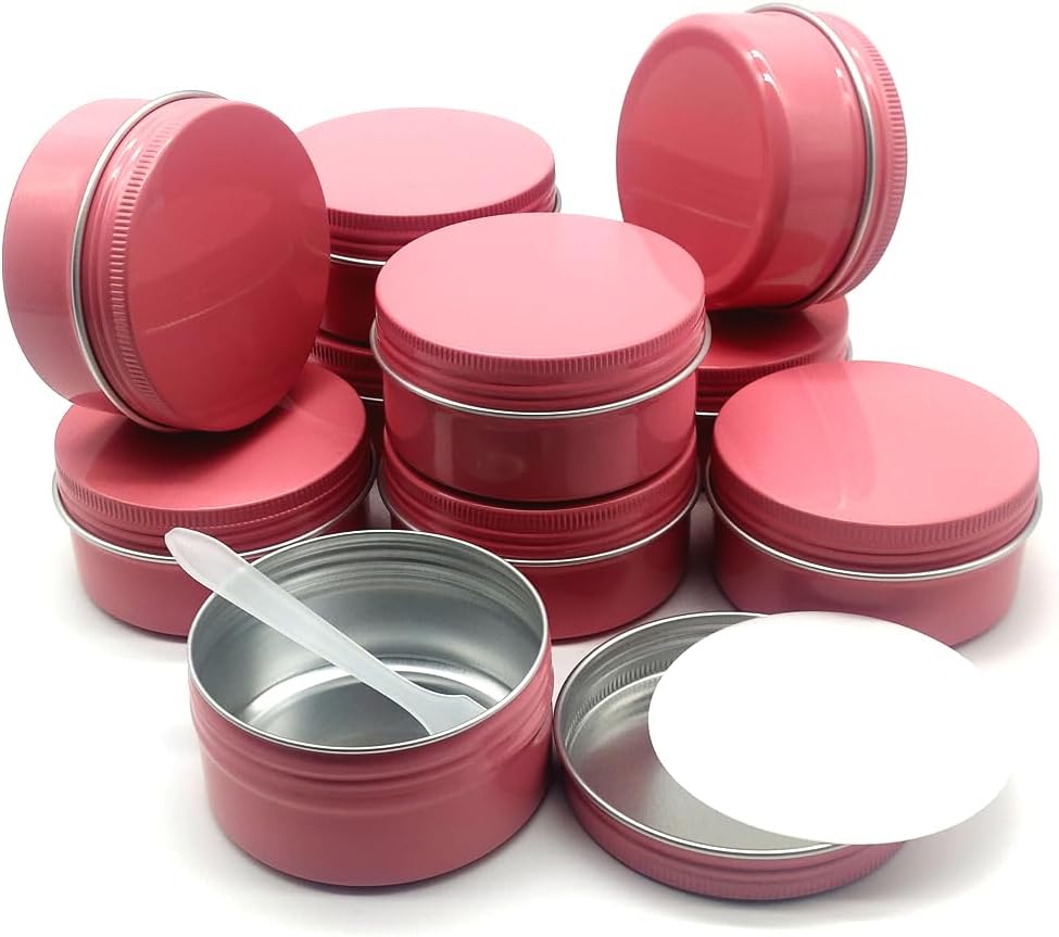 10pack 80ml Aluminum Tin, 80 Gram Leak Proof Pink Makeup Container