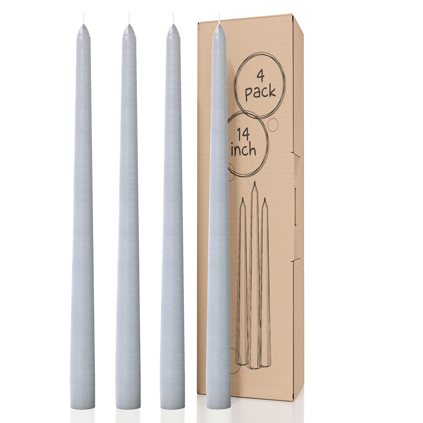Candwax - Set di 12 candele coniche da 25,4 cm, senza gocciolamento e candelieri non profumati, perfette come candele da cena e candele domestiche, colore: Azzurro