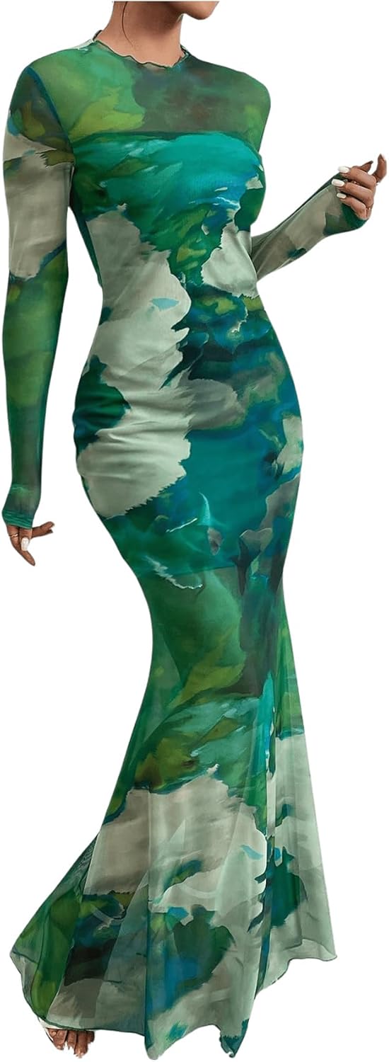 GORGLITTER Womens Long Sleeve Bodycon Dress Sheer Djibouti | Ubuy