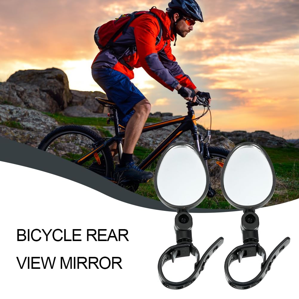 2 Rétroviseurs Vélo Noirs 360° Réglables - Miroirs Cycliste Pliable Pour Guidon 16-22mm - VTT, Vélo Pliant, Route