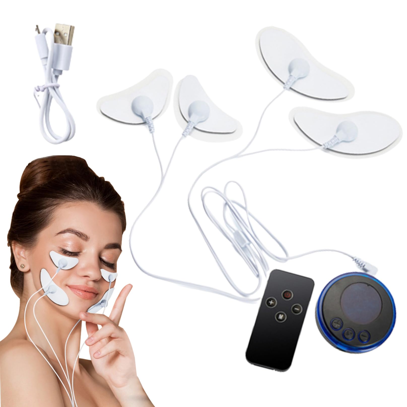 Face Lift Device, Microcurrent Facial Device, Facial Massager with Patch Pads 8 Modes Face Muscle Stimulator 19-Speed Microcurrent Face Lifting Device for Slimming