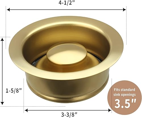 Miniatura 4 de Tapón de brida de eliminación de basura de latón con acabado dorado, borde de eliminación de basura de tamaño único, apto para orificio de drenaje