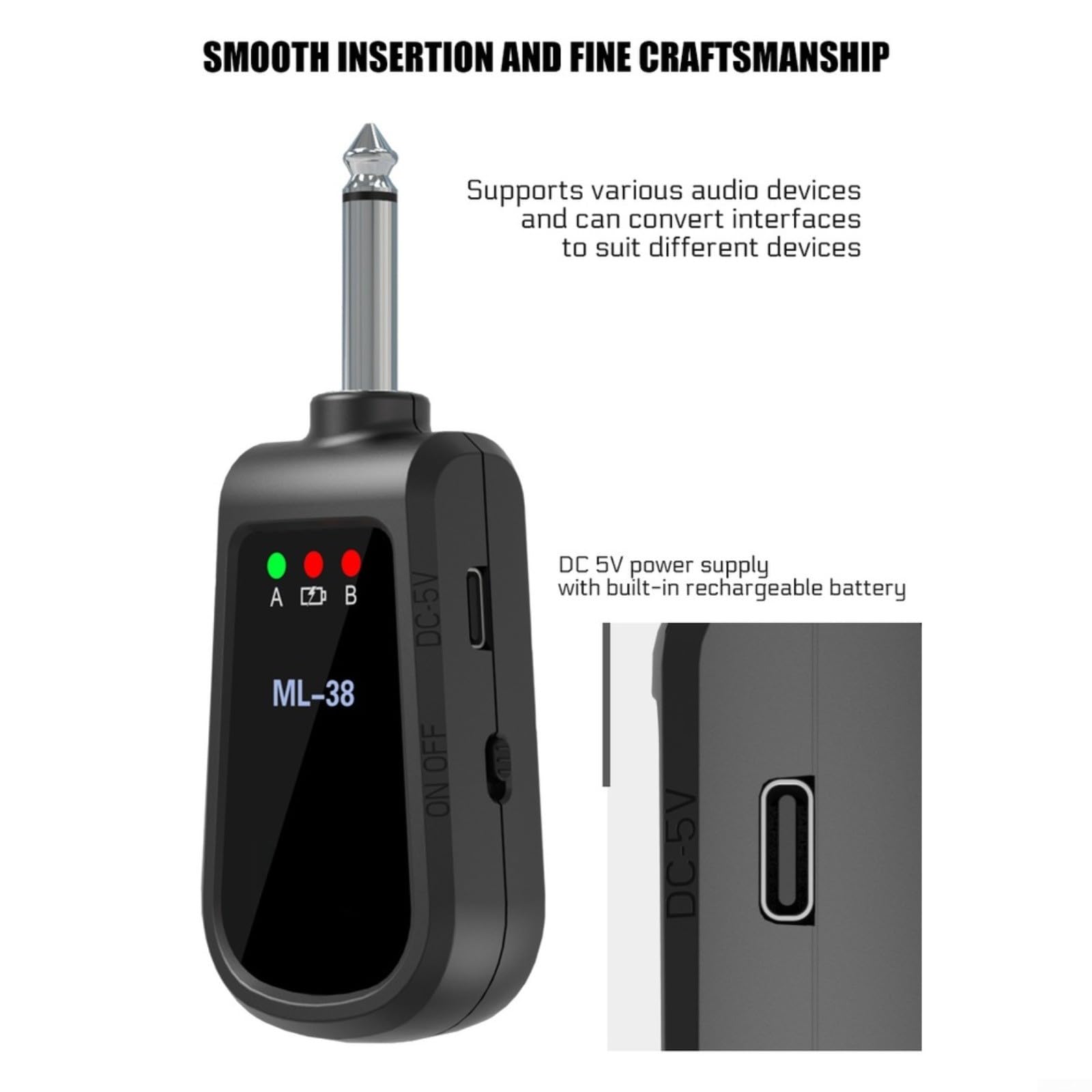 Sistema microfonico wireless portatile per doppio microfono a condensatore cardioide audio chiaro registrazione eventi streaming live nero