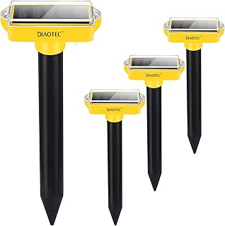 Diaotec Mole Repellents Solar Powered Groundhog Repellent Vole Repellent Outdoor Sonic Spike Pest Control to Keep Rodents ...