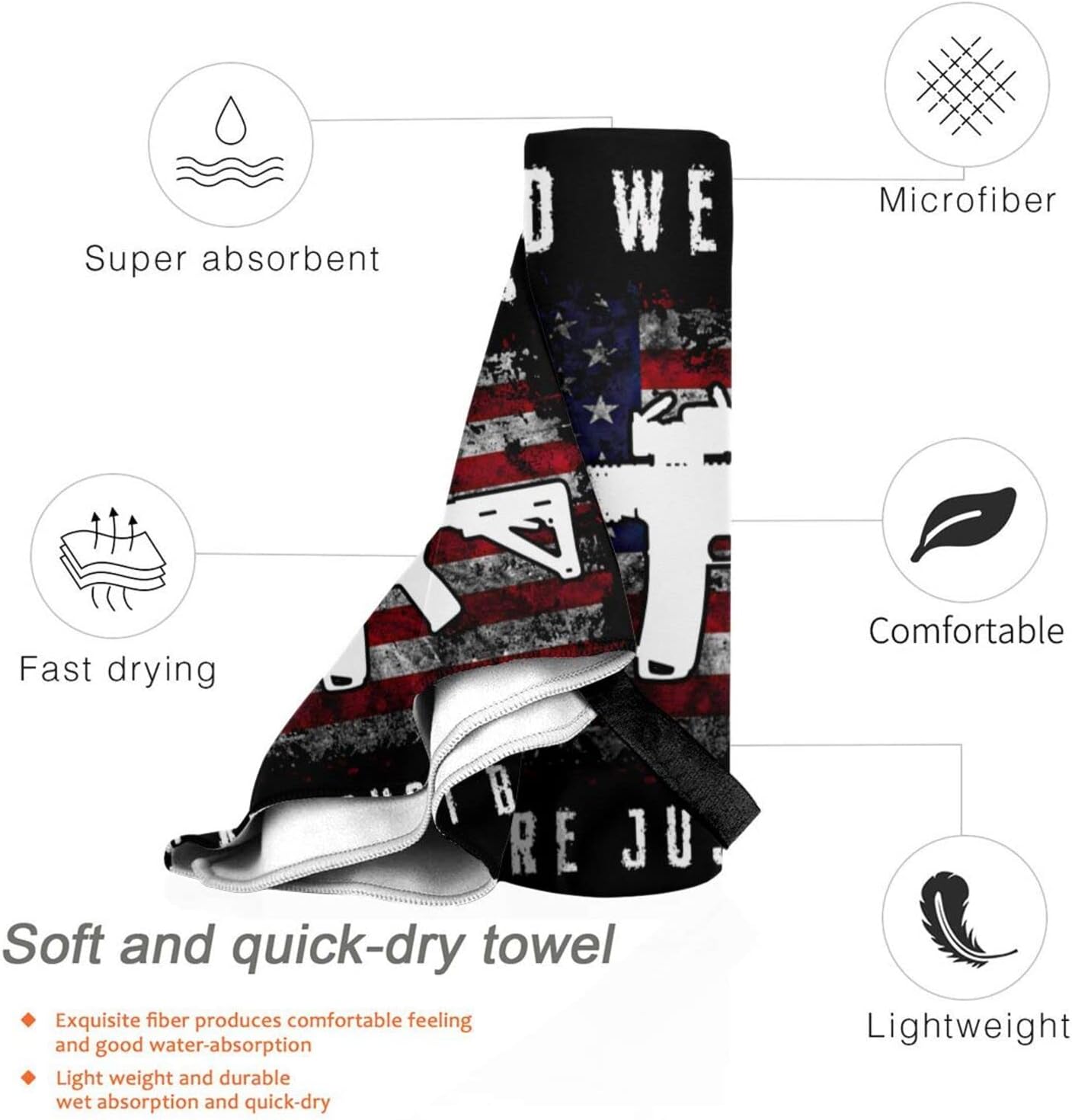 in God We Trust My Guns are Just Backup Beach Towels,Microfiber Beach Towels for Travel, Absorbent Quick Dry Towel for Swimmers Pool Sand Proof Beach Towels for Women Men, Beach Accessories