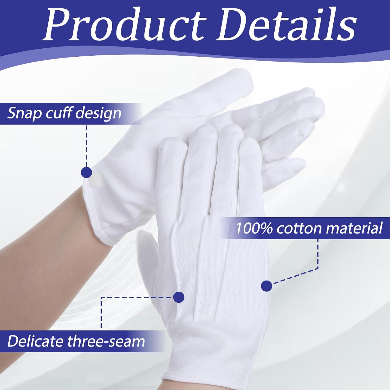 2 Pairs White Gloves for Church, White Gloves Women Men | Soft Usher Gloves Costume with High Elasticity, Uniform Dress Glove for Police Funeral Server Usher Tuxedo Guard Parade